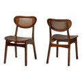 Baxton Studio Hesper Mid-Century Modern Walnut Brown Finished Wood And Rattan 2-Piece Dining Chair Set