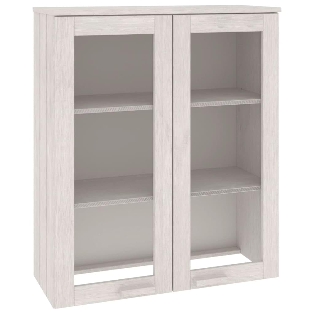 vidaXL Top for Highboard HAMAR - Solid Pinewood Construction with Glass Doors, White - 33.5&quot;x13.8&quot;x39.4&quot; - Weighs 49.6 Pounds