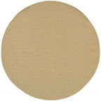 HomeRoots Polypropylene 8’ Round Solid Sand Beige Indoor Outdoor Area Rug