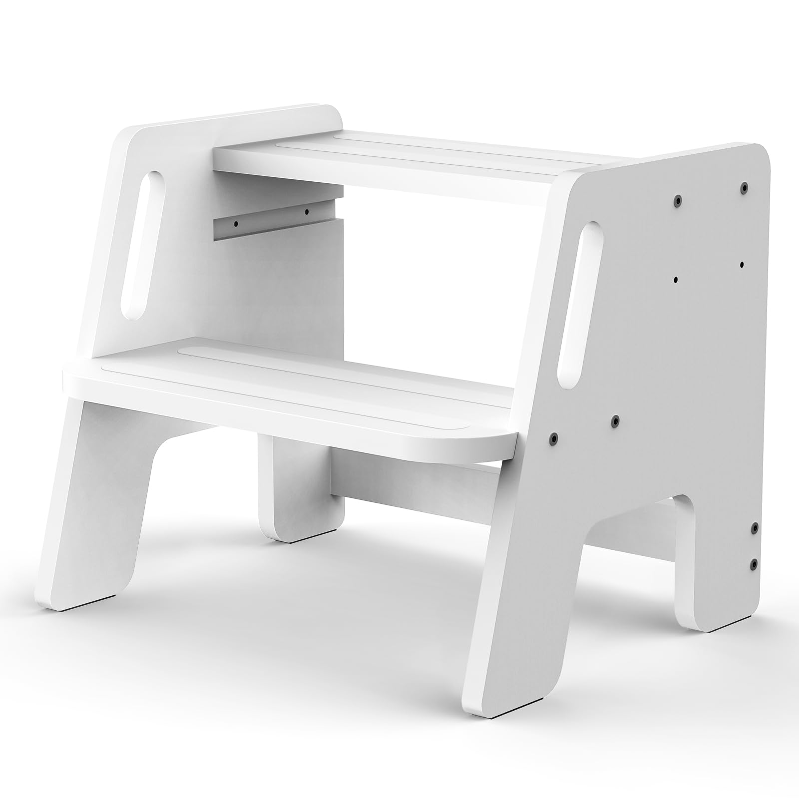 Toddler Step Stool, Wooden Height-Adjustable 2-Step Stool for Kids, Potty Training Stool with Handles for Bathroom Sink, Kitchen