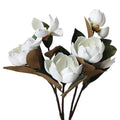 LIUCOGXI Vintage Artificial Magnolia Flower White 6 Heads,Long Stem Magnolia Bouquet with Green Leaves Arrangement for Home Offi
