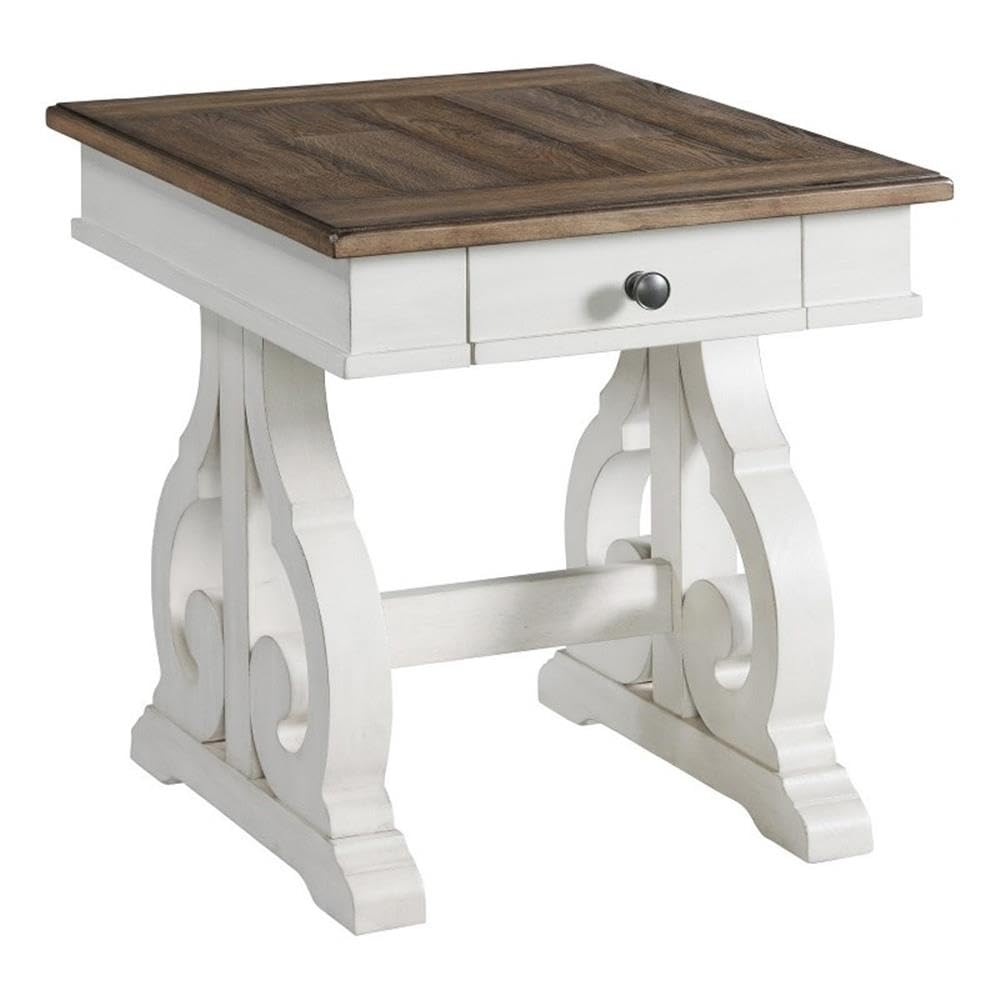 Intercon Drake, Rustic White & French Oak Side and End Tables