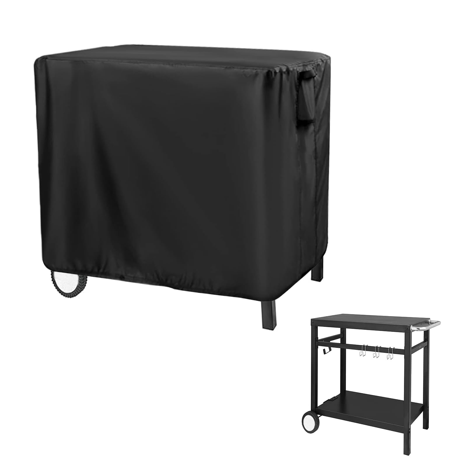 Andacar Prep Table Cover For Royal Gourmet Double-Shelf Movable Dining Cart Table, 40Inch Outdoor Bbq Cart Cover Buffet Grill Ta