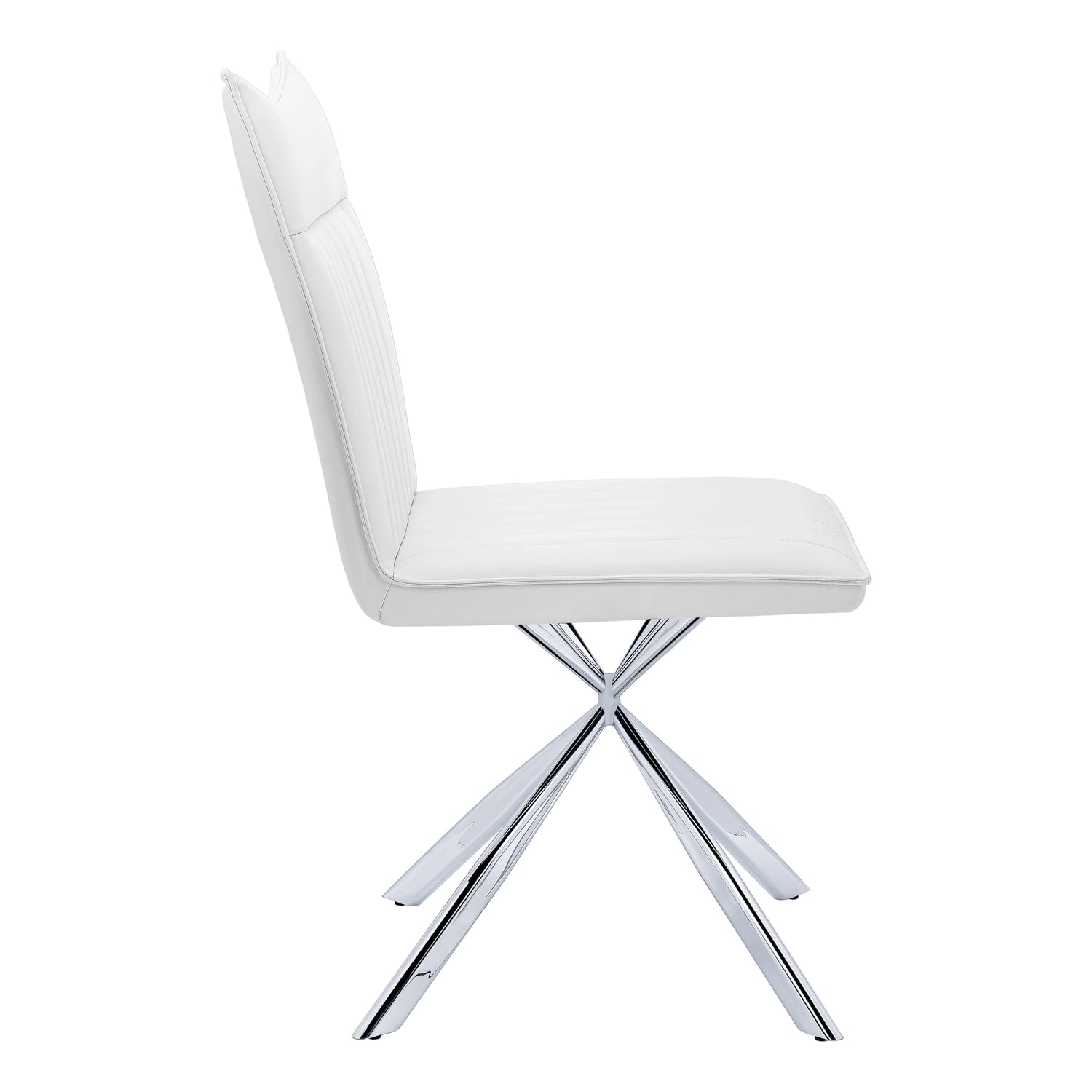 Monarch Specialties 1212, Set Of 2, Side, Upholstered, Kitchen, Room, Pu, Contemporary, Modern Dining Chair, 18.5&quot; L X 23.50&quot; W X 36.25&quot; H, White Leather-Look/Chrome Metal