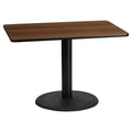 Flash Furniture 30'' x 42'' Rectangular Walnut Laminate Table Top with 24'' Round Table Height Base