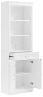 Crosley Furniture Stanton Storage Bookcase, Bookshelf Cabinet with Shelves, Kitchen and Living Room, White