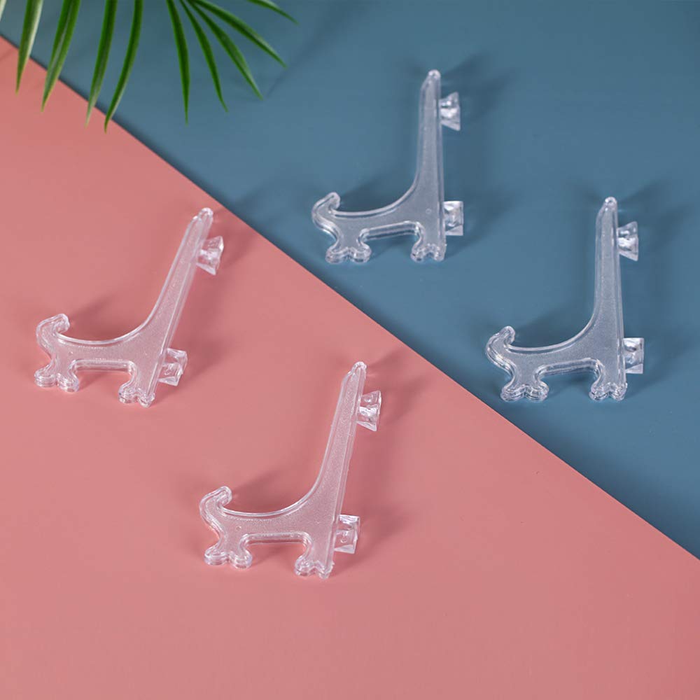 Artliving 4'' Clear Plastic Stand Cookie Holder Display Stand Place Card Holder Display Easels At Weddings, Birthday Party(24 Pa