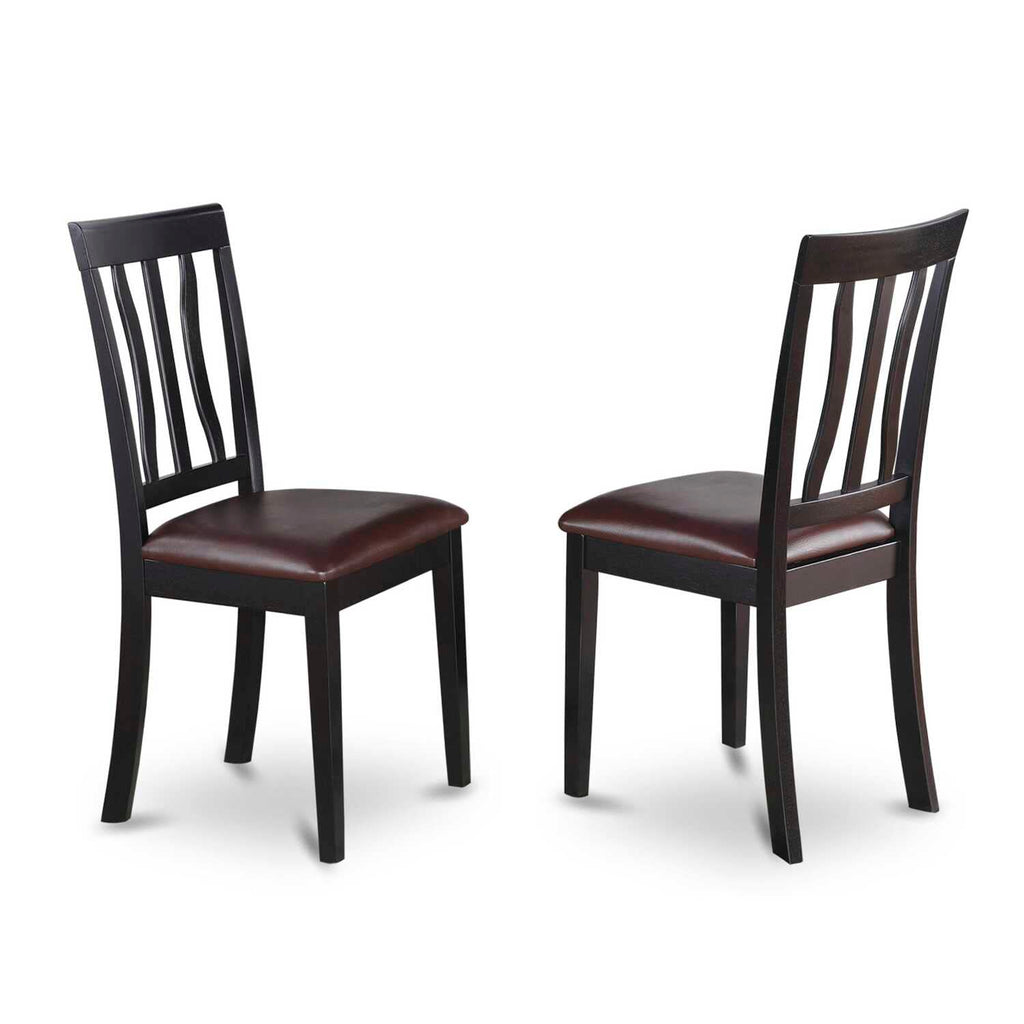 East West Furniture Aman3-Bch-Lc 3 Piece Dining Table Set For Small Spaces Contains A Round Kitchen Table With Pedestal And 2 Faux Leather Upholstered Chairs, 36X36 Inch, Black & Cherry