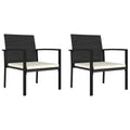 vidaXL Modern Patio Dining Chairs - Set of 2, Outdoor Use Poly Rattan Design in Black with Cream Cushions, Weather-Resistant and Lightweight