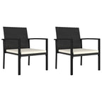 vidaXL Modern Patio Dining Chairs - Set of 2, Outdoor Use Poly Rattan Design in Black with Cream Cushions, Weather-Resistant and Lightweight