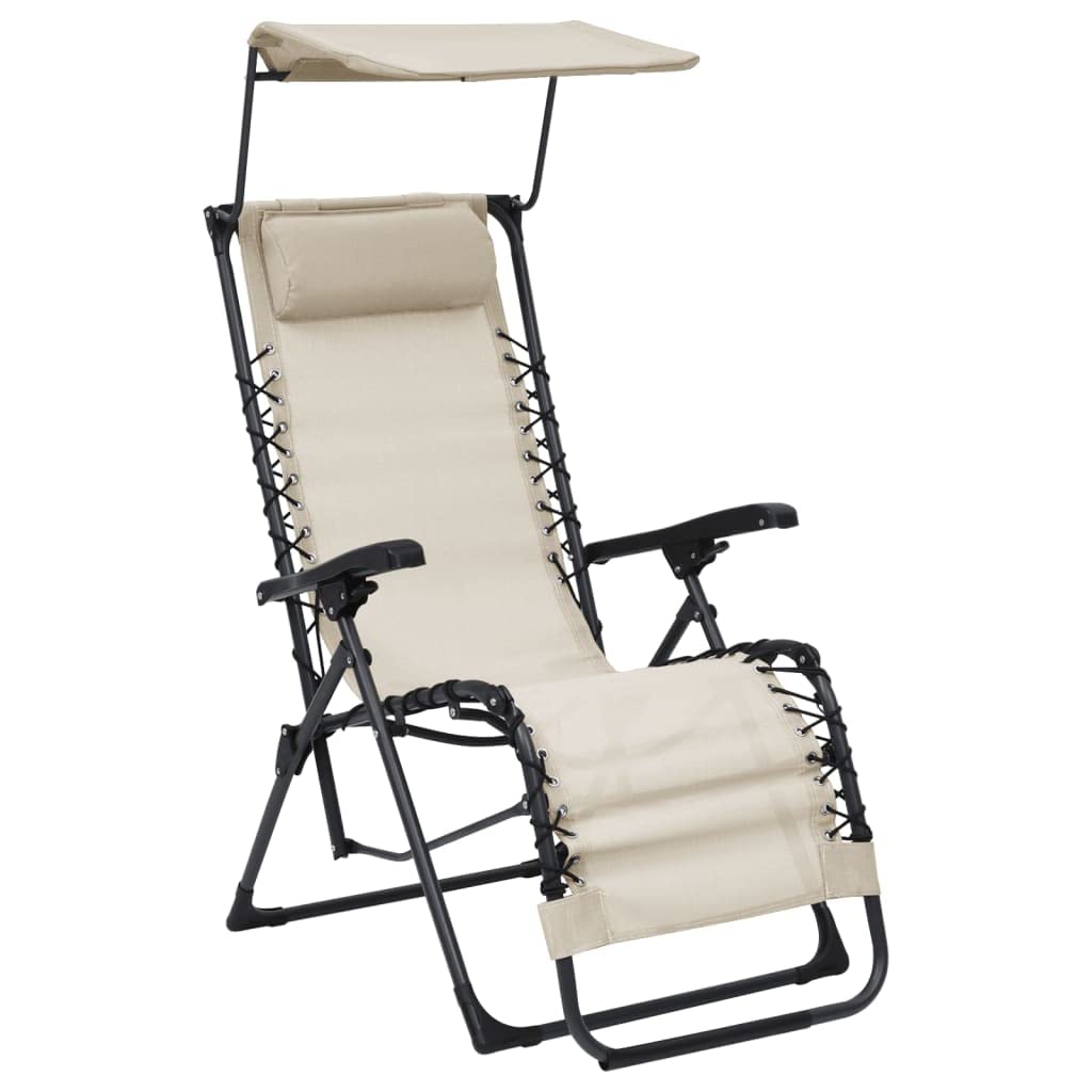 Vidaxl Folding Deck Chair Textilene Cream