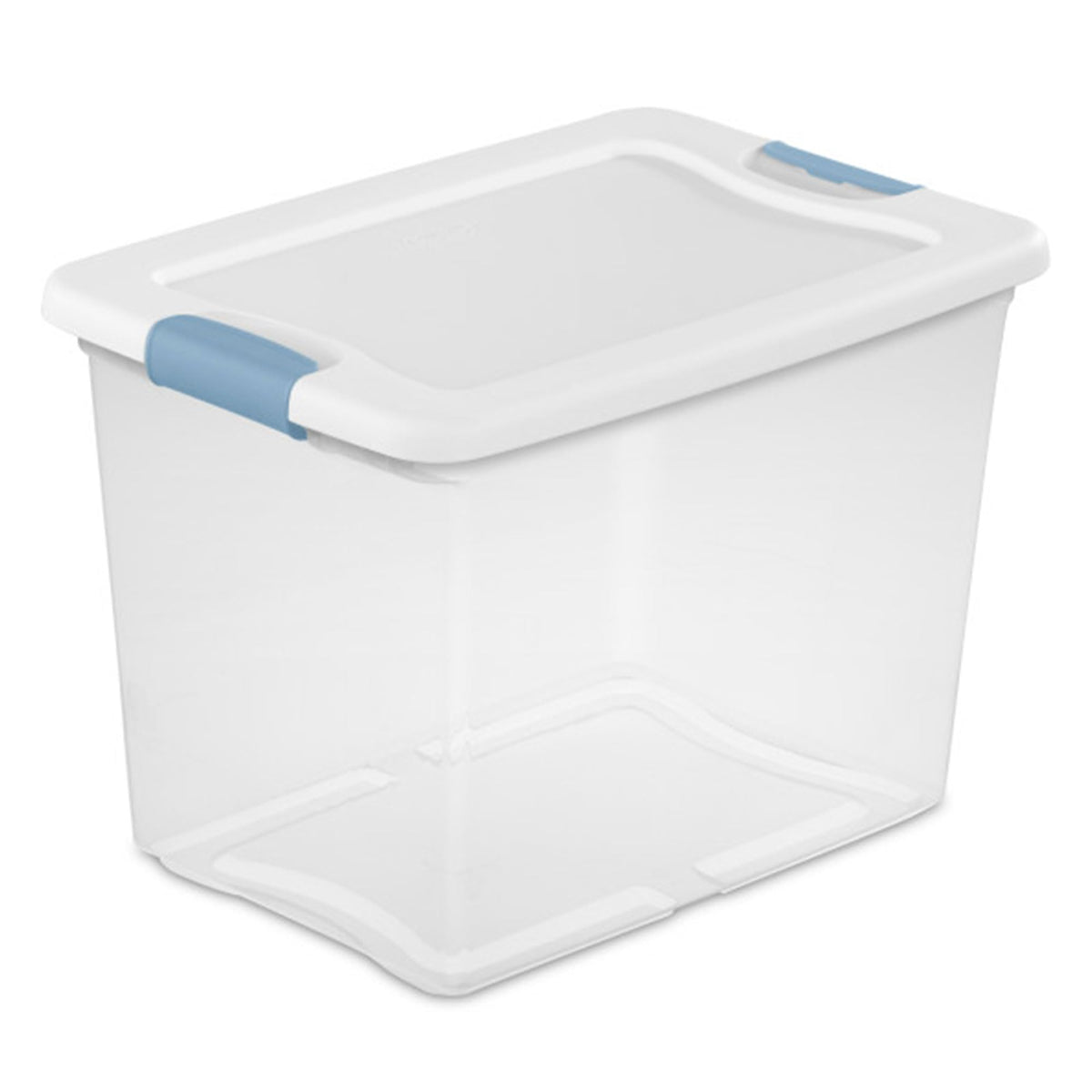 Sterilite 25 Qt Latching Storage Box, Stackable Bin with Latch Lid, Plastic Container to Organize Closet Shelf, Clear with White