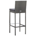 7 Piece Patio Bar Set with Cushions Poly Rattan Gray