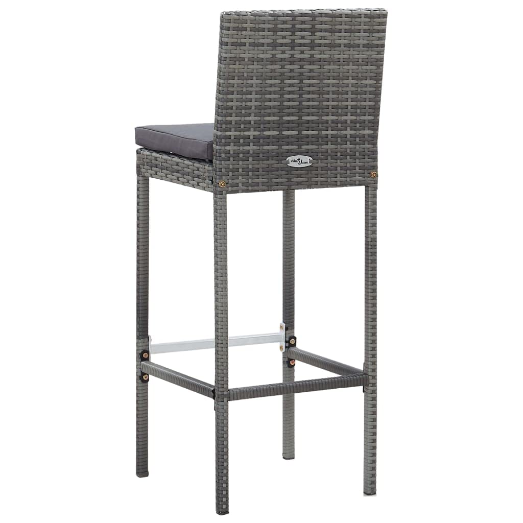 7 Piece Patio Bar Set with Cushions Poly Rattan Gray