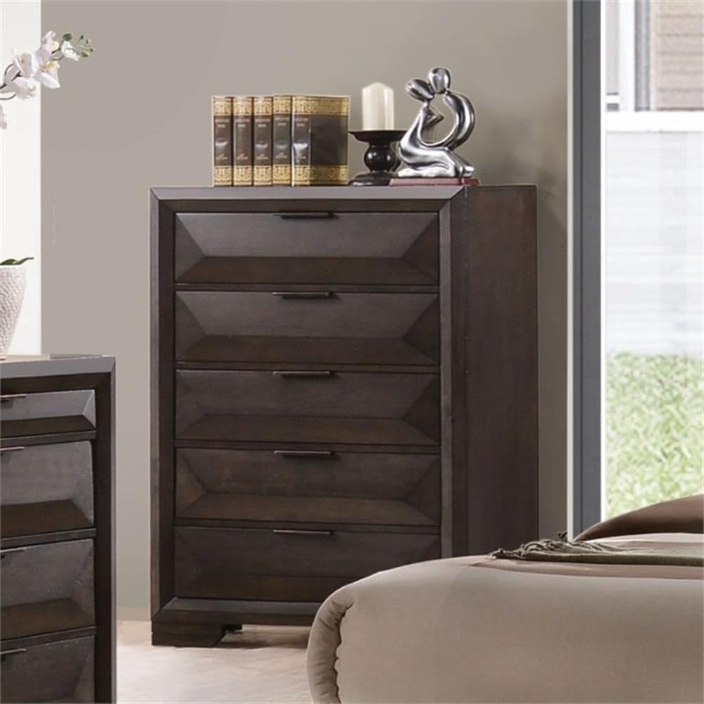 Acme Merveille Wood and Metal 5-Drawers Bedroom Chest in Espresso