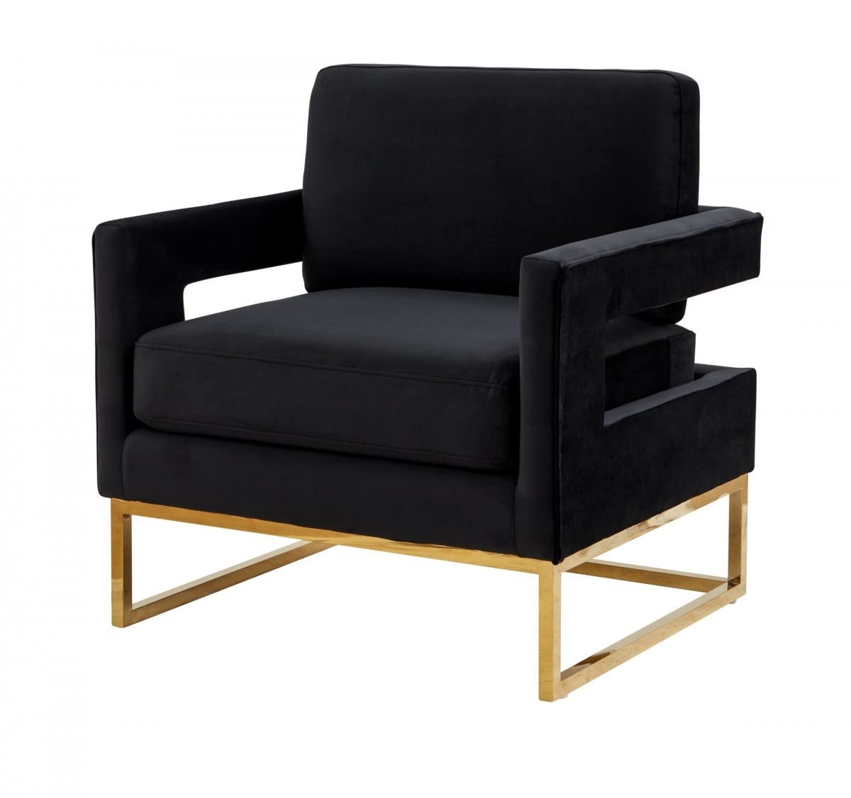 HomeRoots Stylish Black Velvet and Gold Steel Chair