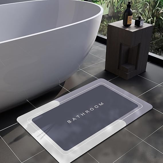 MEENAMART.COM Square Bathroom Mat || Water Absorbing Bath Mat || Multidesign QuickDrying Mat || NonSlip Mat Household Carpet F