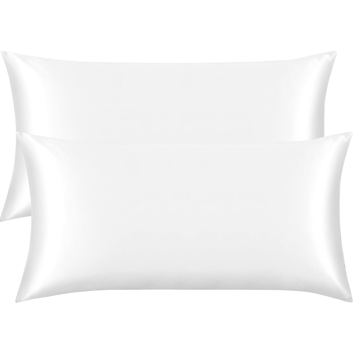 Flxxie 2 Pack Satin Pillowcases For Hair And Skin, Luxury Soft King (20X36 Inches) Silky Pillow Cases With Envelope Closure, Whi
