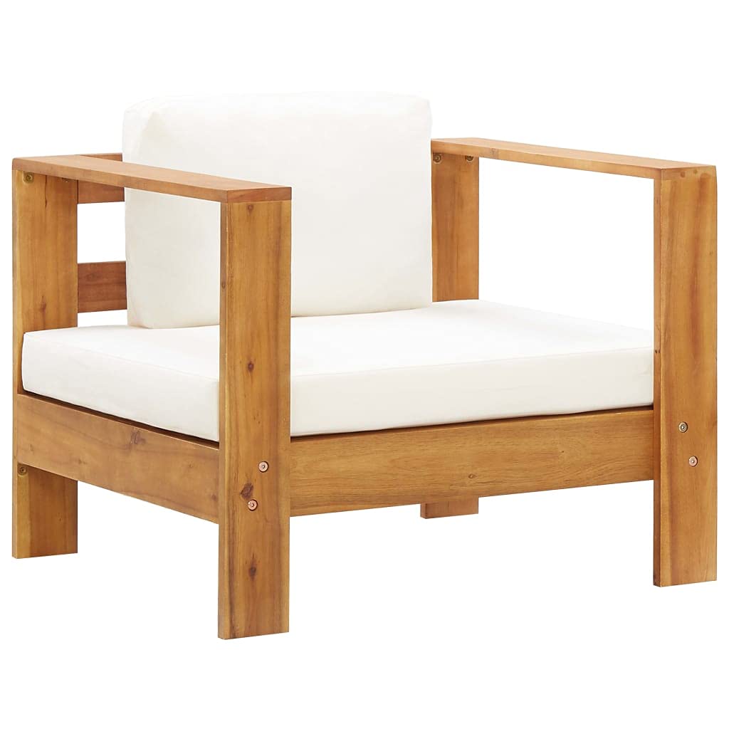 vidaXL Solid Wood Acacia Patio Lounge Set 4 Piece with Cushions Garden Outdoor Lawn Yard Terrace Balcony Wooden Sofa Furniture Cream
