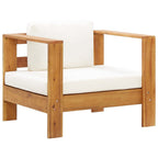 vidaXL Solid Wood Acacia Patio Lounge Set 4 Piece with Cushions Garden Outdoor Lawn Yard Terrace Balcony Wooden Sofa Furniture Cream