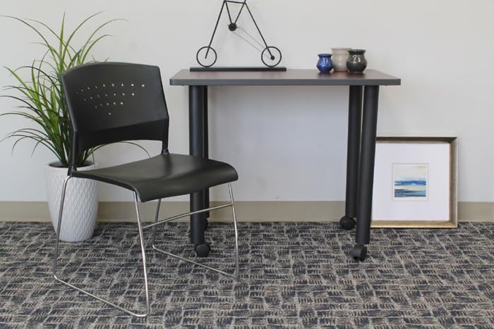 Boss Office Products Chrome Frame Stack Chair 5 Pack In Black