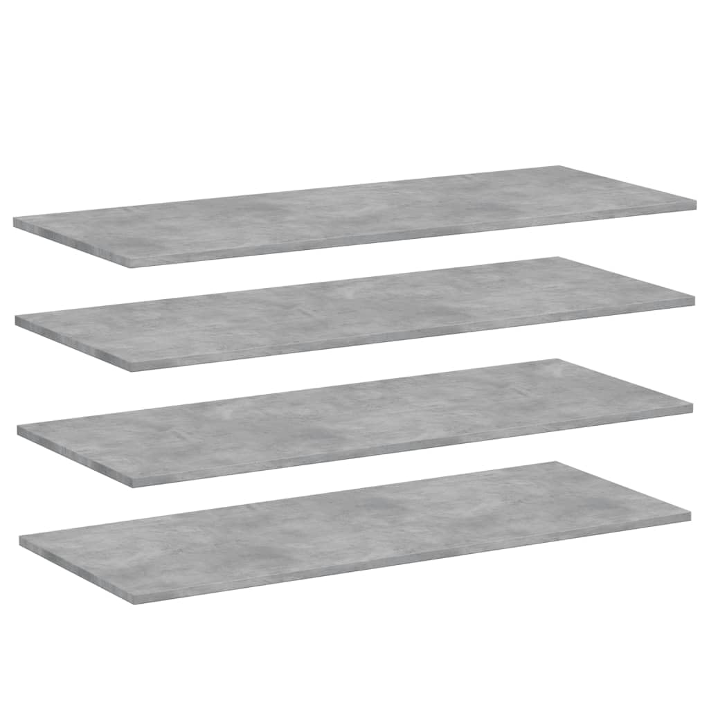 vidaXL Engineered Wood Bookshelf Boards, Set of 4, Concrete Gray, 39.4&quot;x15.7&quot;x0.6&quot;, Easy-to-Clean and Install, Perfect for DIY, Replacement, or Extending Shelves