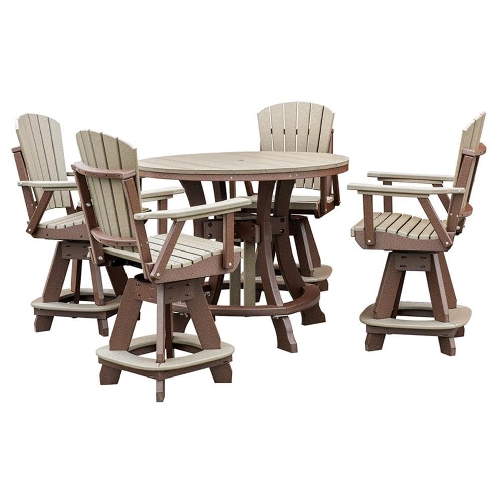 American Furniture Classics Five Piece Round Counter Height Dining Set, Weatherwood/Tudor Brown