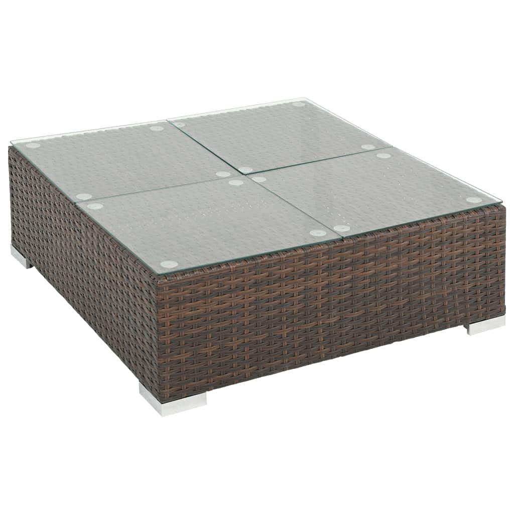 vidaXL 7 Piece Garden Lounge Set with Cushions Poly Rattan Brown