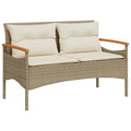 vidaXL Patio Bench with Cushions 45.7x24.6x29.1inch Beige Poly Rattan