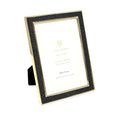 Isaac Jacobs 5x7 Black Leather with Gold Metal (Vertical & Horizontal) Picture Frame, Shagreen Border w/Black Fabric Easel, Wall