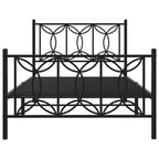 vidaXL Metal Bed Frame with Headboard/Footboard - Black, Single Bed, 81.5"x41.3"x35.4", Steel Slats & Legs, Under-Bed Storage