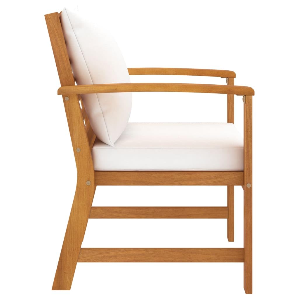 Patio Chairs 2 pcs with Cream Cushion Solid Acacia Wood
