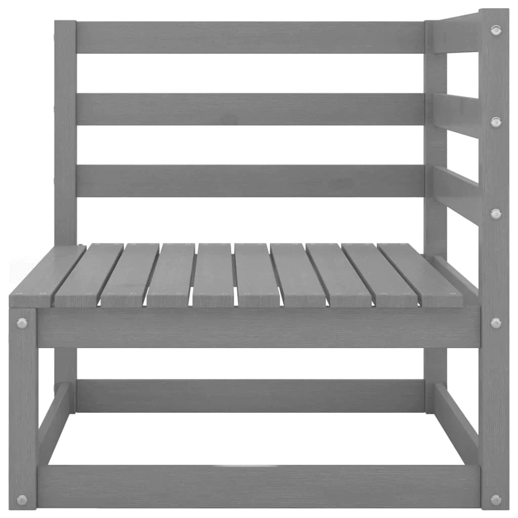 vidaXL Solid Pinewood Patio Lounge Set 8 Piece Garden Outdoor Lawn Yard Terrace Balcony Wooden Seat Seating Sitting Chair Furniture Gray