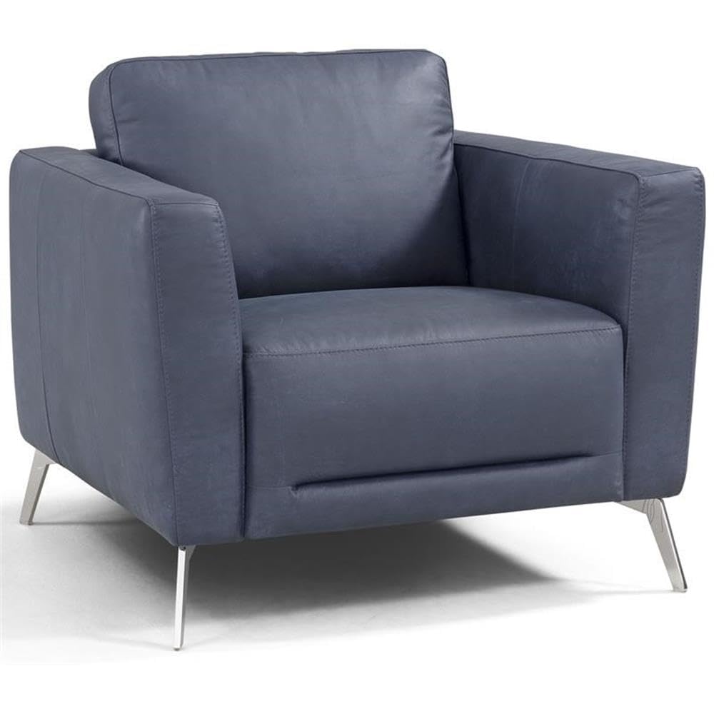 Acme Astonic Leather Upholstery Chair with Tight Black in Blue