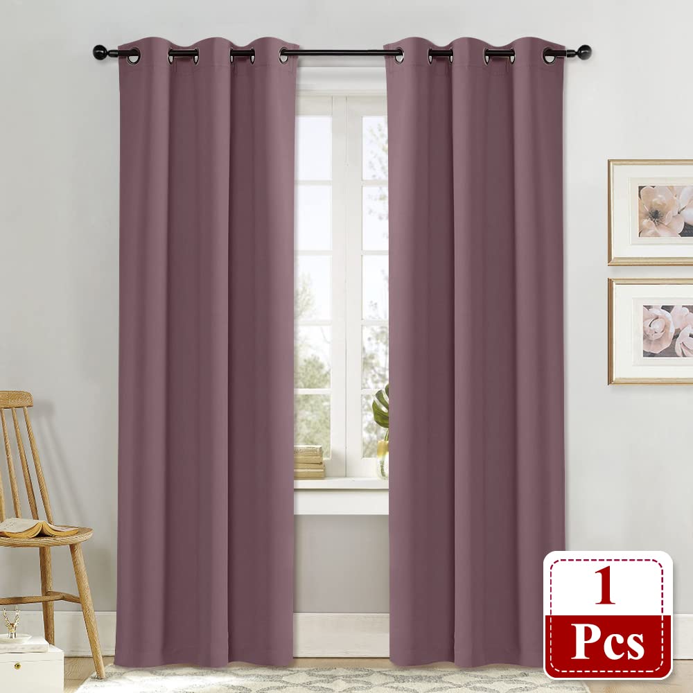 Nicetown Dry Rose Blackout Room Darkening Drapery, Single Panel, 42 X 84-Inch, Window Treatment Thermal Insulated Solid Grommet Curtain/Drape For Hall Home Decor