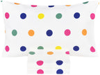 Scientific Sleep Rainbow Dot Colorful 100% Cotton 4 Pcs Full Bed Sheet Set Kids Toddler Teen, Flat Sheet & Fitted Sheet & Pillow