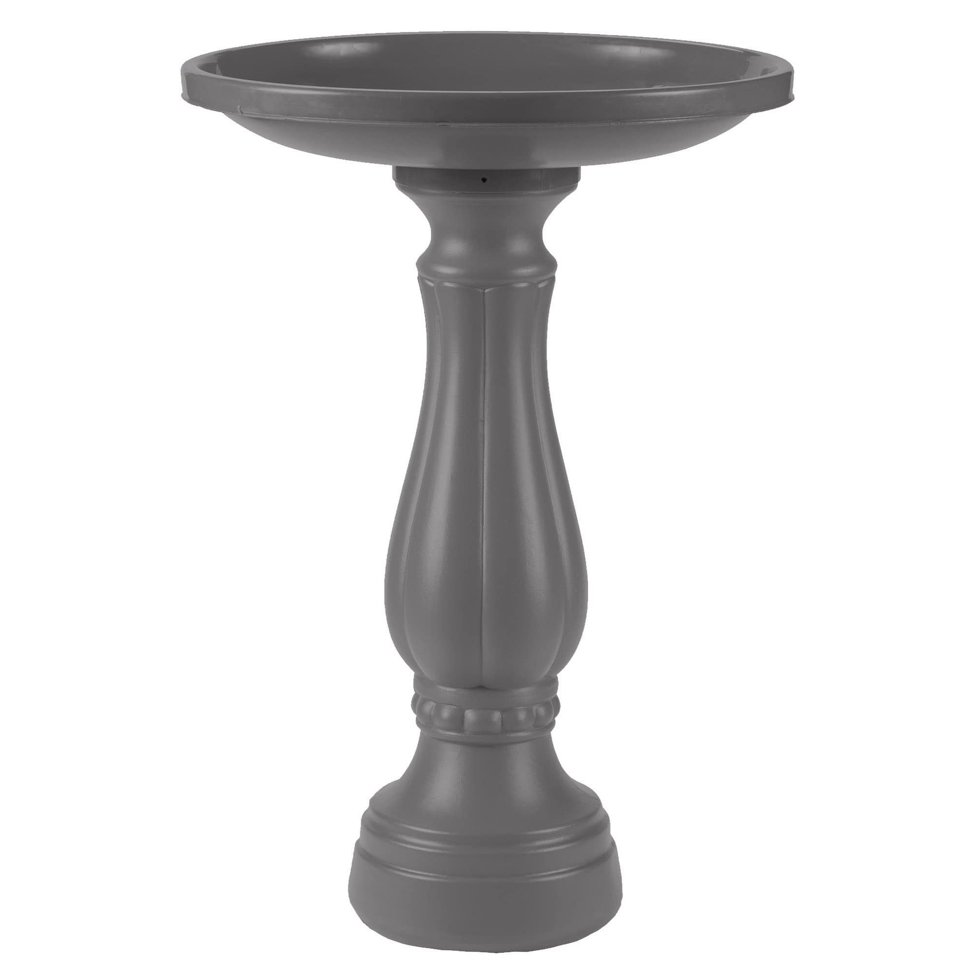 Bloem Promo Birdbath With Pedastal: Charcoal - 17' Basin With 2' Depth, 25' Fillable Pedastal, Smooth Gloss, Durable & Weathe