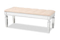Baxton Studio Hedia Contemporary Glam and Luxe Beige Fabric Upholstered and Silver Finished Wood Accent Bench