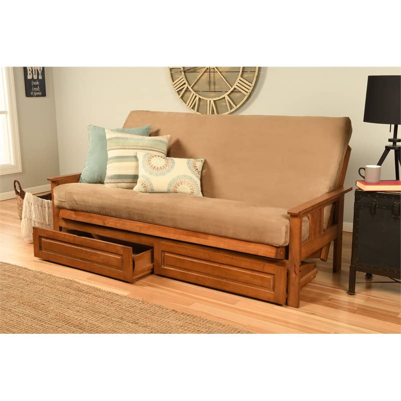 Kodiak Furniture Monterey Barbados Storage Sofa with Suede Peat Tan Mattress