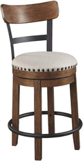 Signature Design By Ashley Valebeck Rustic Farmhouse 24.5 Counter Height Swivel Bar Stool, Brown