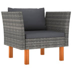 vidaXL Patio Lounge Set 7 Piece, Patio Furniture Set for Outdoor, Sofa with Table, Footstool, Farmhouse Style, Poly Rattan and Eucalyptus Wood Gray