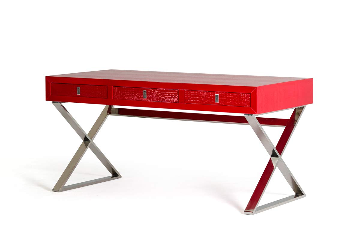 HomeRoots Transitional Red Crocodile Desk