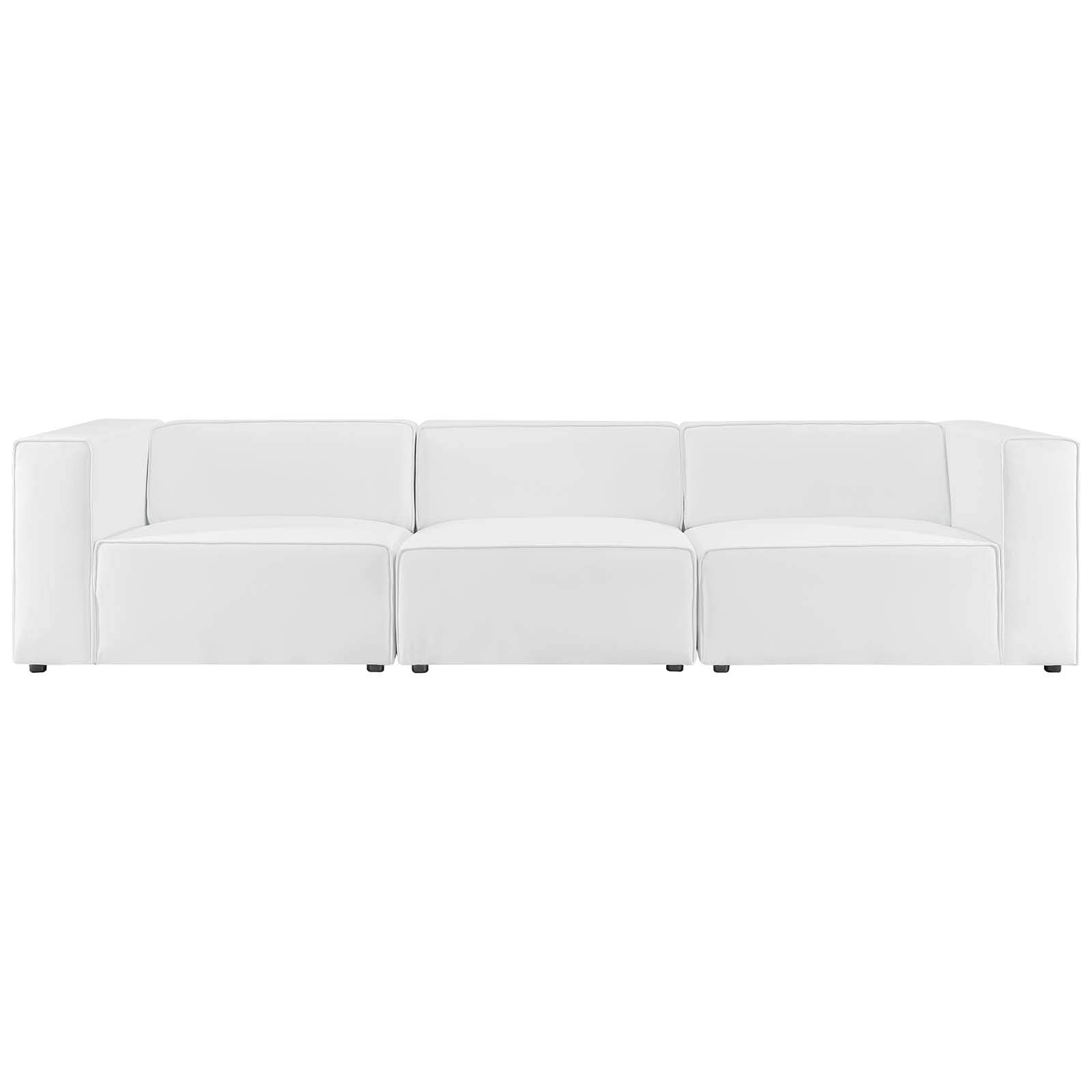 Modway Mingle Vegan Leather 3-Piece Sectional Sofa in White