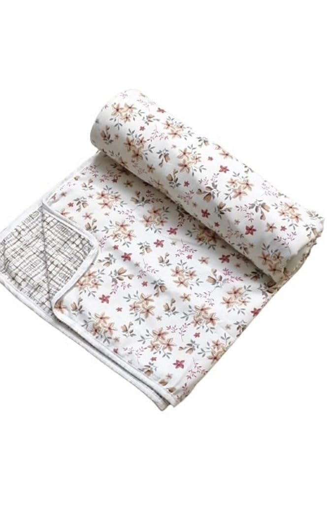 Elegance Reversible 3 Layered Pure Cotton Single Bed Comforter/Ac Dohar/Duvet/Blanket (Multicolor, Design 14)