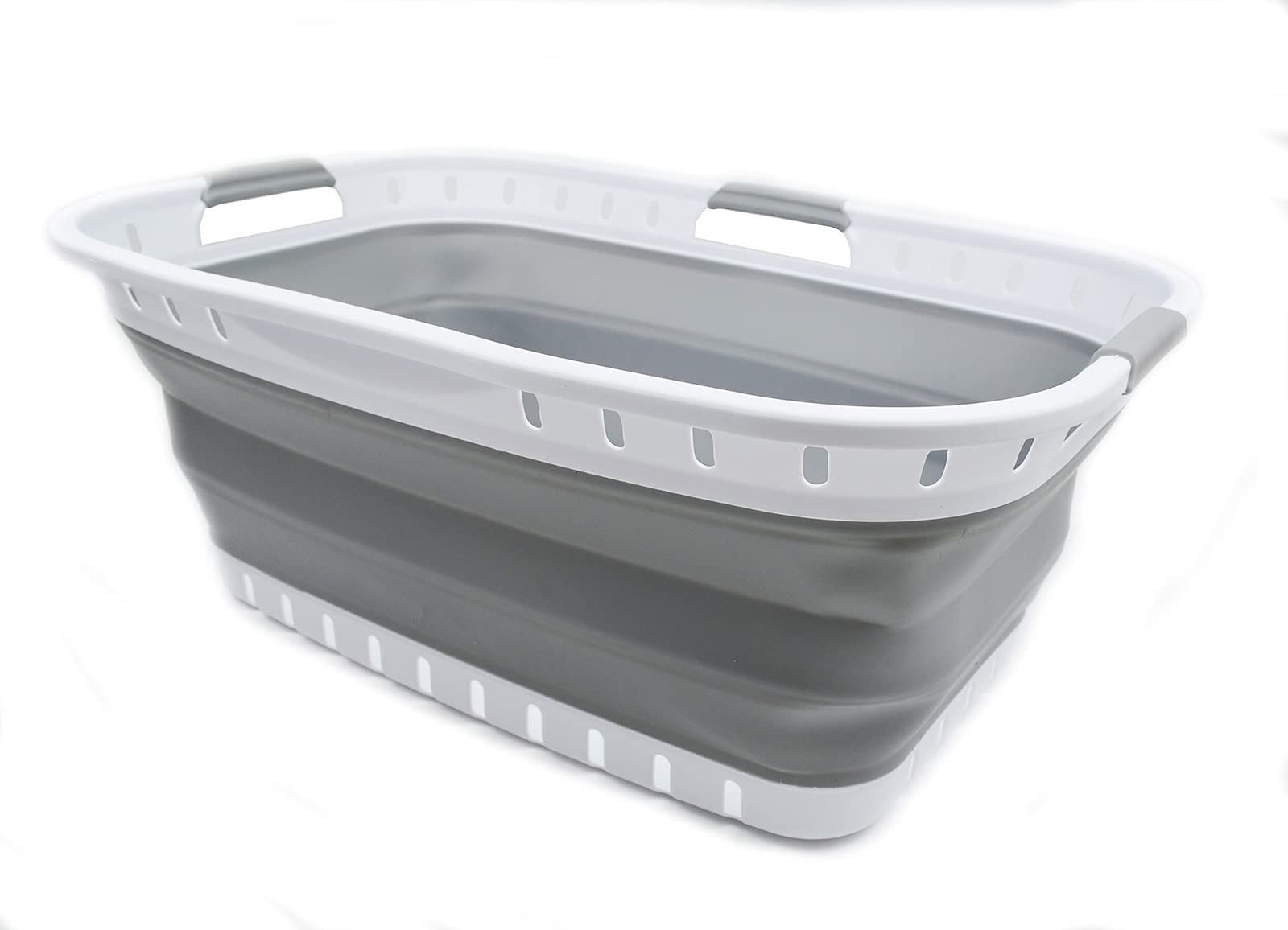 SAMMART 44L Collapsible Plastic Laundry Basket - Foldable Pop Up Storage Container/Organizer - Portable Washing Tub - Space Savi