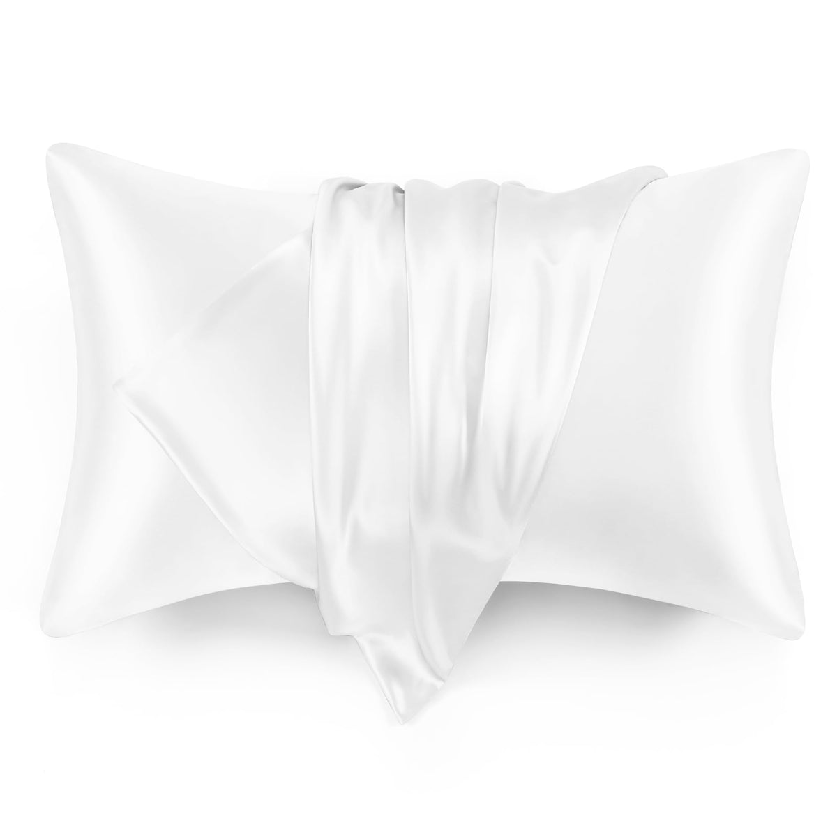 Love'S Cabin Silk Satin Pillowcase For Hair And Skin (Bleaching White, 20X26 Inches) Slip Pillow Cases Standard Size Set Of 2 -