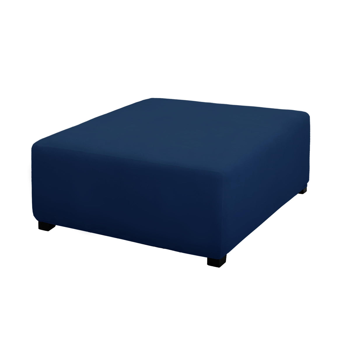 Purefit Super Stretch Form Fit Square Ottoman Cover Rectangle - Ottoman Slipcovers For Foot Stool & Folding Storage Furniture For Living Room With Nonslip Elastic Bottom (Medium-Xl, Navy)