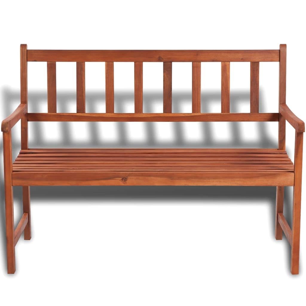 vidaXL Rustic Patio Bench in Solid Acacia Hardwood, 47.2”- Comfortable Outdoor Seating with Armrests and Weather-Resistant Finish