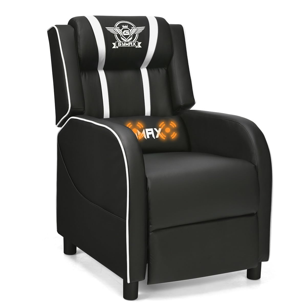 GYMAX Gaming Recliner, Massage Gaming Chair w/Adjustable Footrest, Remote Control & Side Pocket, Ergonomic Game Lounge Chair, Ra