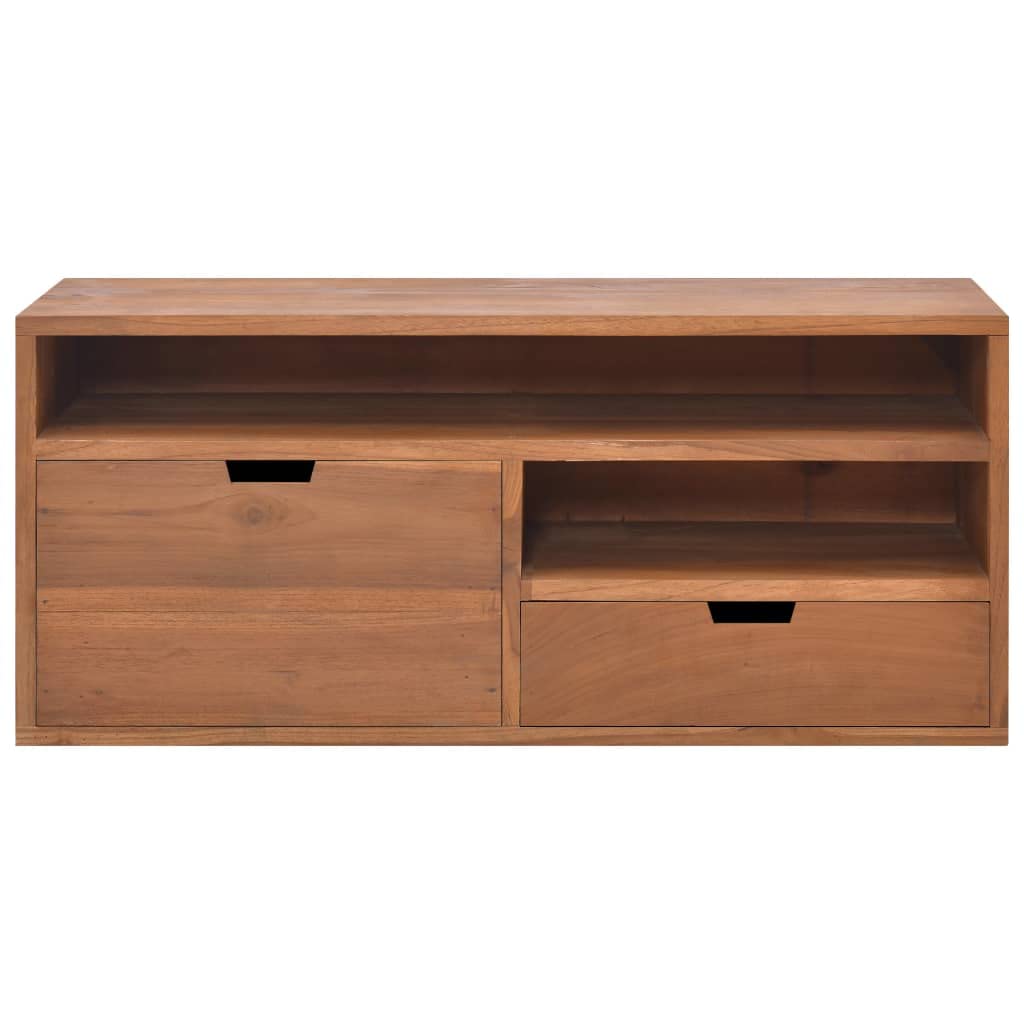 vidaXL Teak Wood TV Stand - Rustic Scandinavian Style, Handcrafted with Solid Teak Wood, Storage Drawers, 35.4"x11.8"x15.7".